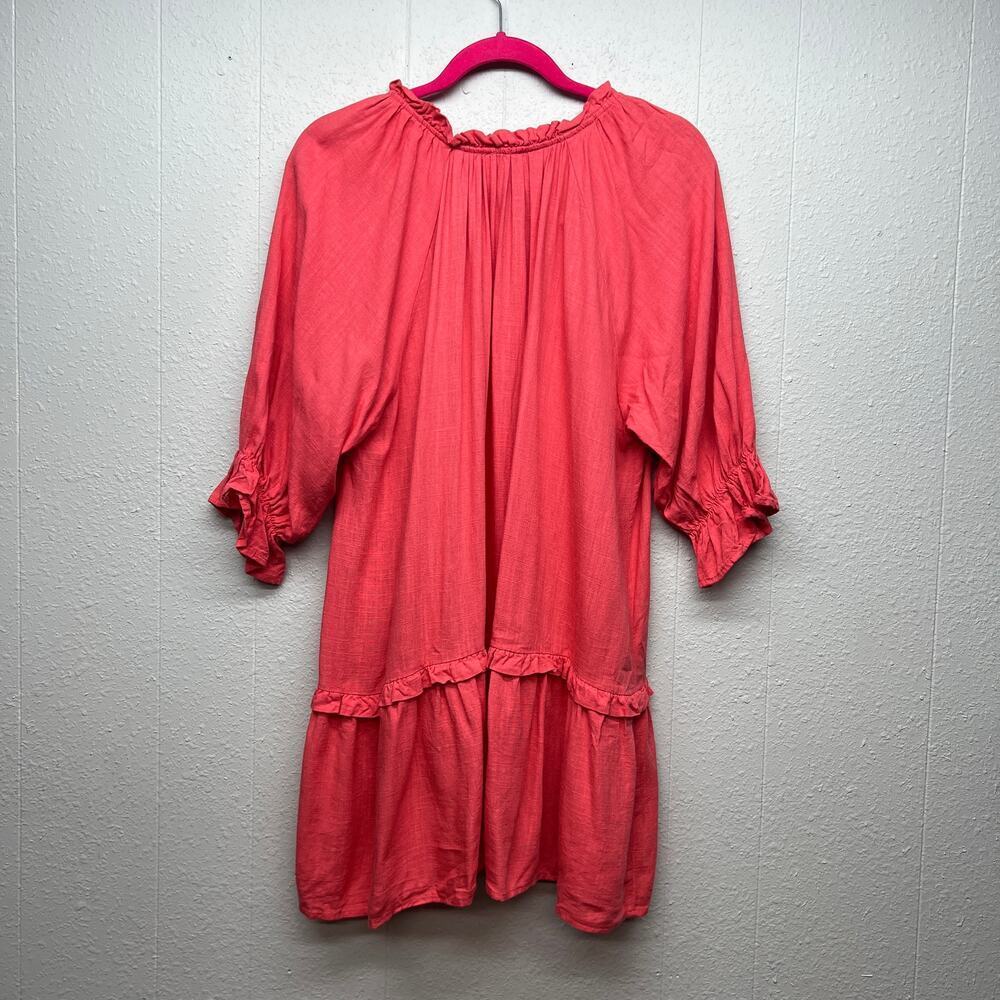 Shop The Mint Oversized Cotton Linen Dress Womens M Ruffle Boho Festival Beachy - Picture 8 of 14